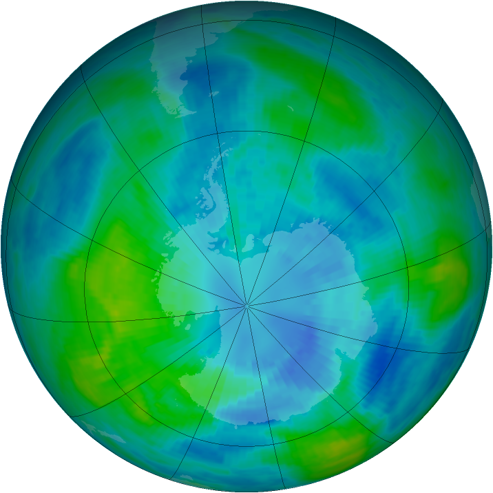 Antarctic ozone map for 01 April 1989